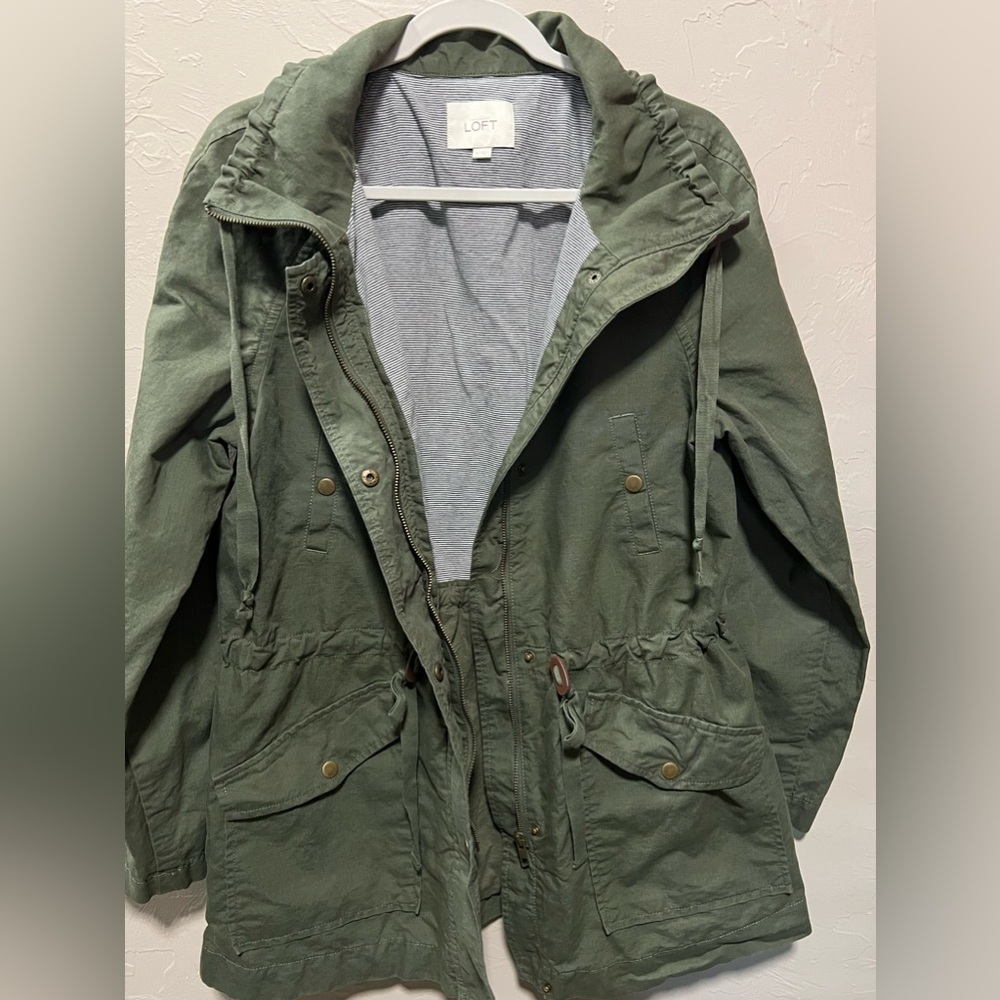 Ann Taylor Loft Olive Green Utility Jacket.